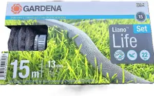 Gardena Liano Life Textilschlauch 1/2 Zoll, 15m Set: Hochflexibler Gartenschlauc