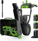 Schneefräse Akku Mit 60 V Motor, Schneeschieber elektrisch 2X 10Ah Akku & Ladegerät inklusiv, 2-s...