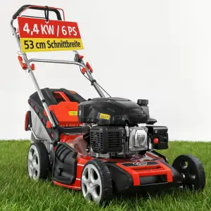HECHT 5-IN-1 Benzin Rasenmäher – leistungsstarker 4 Takt Eco Motor 4,4 kW (6,0 P