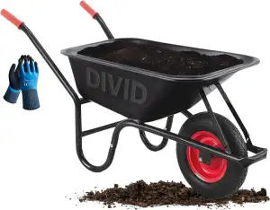 DIVID® Schubkarre 250Kg | 100Liter | Luftreifen mit Stahlfelgen | Schiebkarre | 
