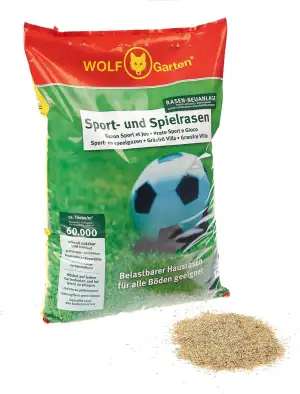 WOLF-Garten Sport- & Spielrasen LG 125 (für 125 m², schnell nutzbar & trittfest,