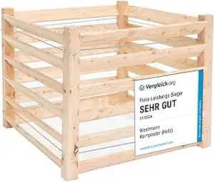WESTMANN Komposter M aus Lärchenholz | 100x100x80 cm Natur | Holzkomposter inklu