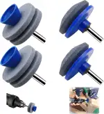 Rasenmäher MesserSchärfer Set, 4 Stück (2 Einzelschicht + 2 Doppelschicht), Rasenmäher Schärfer Rasenmähermesser Schleifen für Elektrische Handbohrmaschine Gartenwerkzeuge Wiederverwendbar