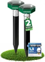 GRUNDIG Maulwurf Vertreiber Wühlmausschreck 2erPack - SCHNELLE Ergebnisse mit extremen Wirkradius I Wühlmaus, Maulwurf vertreiben - Solar Maulwurfschreck Maulwurfvertreiber (2er Set)