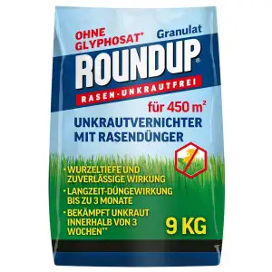 Roundup Rasen-Unkrautfrei Rasendünger, 9 kg für 450 m² - 2in1, Unkrautvernichter