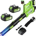 Laubbläser Akku, 8000mAh(2x4,0Ah), Akku Laubsauger Mit Akku Und Schnellladegerät, Bürstenloser Turbo Bis 245 Km/h, Mit Verstellbarer Schultergurt (1,6 m) – Ideal Für Laub, Schnee Und Asche