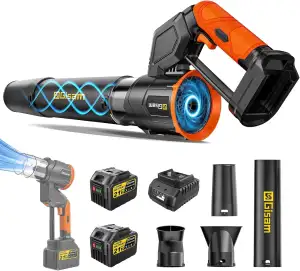 Akku-Laubbläser, 2-In-1 Laubgebläse Bürstenlos mit 2x6.0Ah Akkus,Leaf Blower 3-G