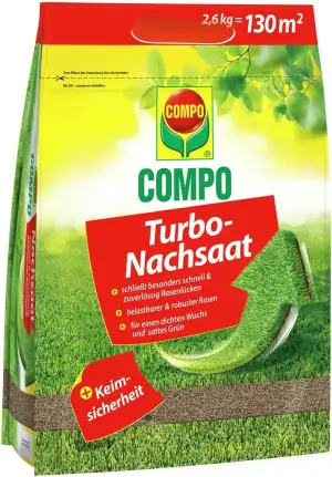 COMPO Turbo Nachsaat - Schnellkeimende Rasensaat - Premium Rasensamen mit Keimsi