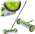 KADAX Rasenlüfter mit Rädern, Gartenkralle für Rasen, Garten, Moos, Schneidrechen aus Metall, man...