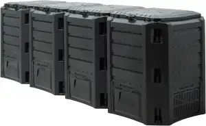 DEUBA® Komposter 1600L 261x72x83cm witterungsbeständig Deckel klappbar Gartenkom