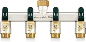 4-Wege-Verteiler, Wasserverteiler 4fach, 4 Wege Verteiler Wasser 3/4 Zoll, Wasse