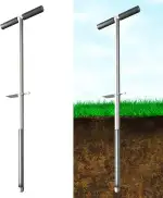 91,4cm Bodenprobe-Sonde, T-Griff Edelstahl Bodenprobennehmer, Bodensonden für Bodenproben mit Fußpedal und Wiederverwendbaren Probenbeuteln für Bauernhof/Landwirtschaft/Garten/Rasen