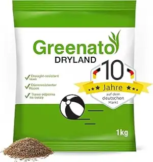Rasen Nachsaat Greenato Dryland 1kg Grassamen – Turbo-Nachsaat Rasennachsaat trockenresistenter Rase