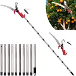 Astschere Teleskop, 82-410cm Manueller Astschneider mit Teleskopstiel, Einstellbare Länge Seilzug Gartensäge Baumsäge, Leichter Edelstahl Teleskopsäge Hochentaster für Sägen und Scheren