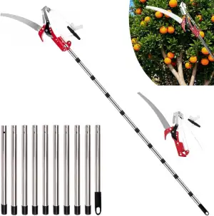 Astschere Teleskop, 82-410cm Manueller Astschneider mit Teleskopstiel, Einstellb