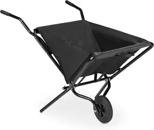 Relaxdays Faltschubkarre, mit Vollgummireifen, Stahl & Polyester, 46 Liter, Klap