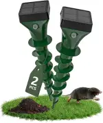 Maulwurf Vertreiber 2er Set, Maulwurfschreck Effektive Abwehr gegen Wühlmäuse, Schlangen & Nagetiere, IP65 Wasserdicht, Tiervertreiber für Garten, Rasen & Hof – Unschädlich für Haustiere