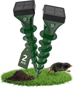 Maulwurf Vertreiber 2er Set, Maulwurfschreck Effektive Abwehr gegen Wühlmäuse, S