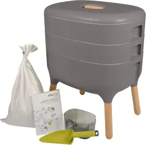 Design-KOMPOSTER - WURMKOMPOSTER - KOMPLETT-Set mit 1000 KOMPOSTWÜRMERN & Zubehör I Jetzt Küchenabfälle kinderleicht in Pflanzen-Dünger umwandeln I Wurmkiste - Wurmfarm für Küche, Balkon und Garten