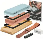 Schleifstein Set KEENBEST Messerschärfer Stein Abziehstein 400/1000 3000/8000 Wetzstein für Messe...