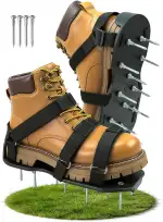 Rasenlüfter Schuhe, nagelschuhe ausgleichsmasse Rasenlüfter Sandalen mit doppelten Spannriemen, schwere Spikes für effektive Rasenbelüftung vormontiert für Garten Rasen Hof, mit 4 Ersatzspikes