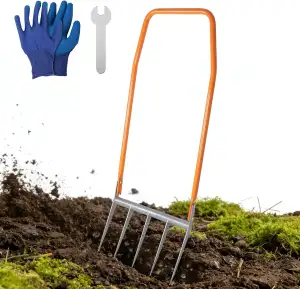 Grabegabel mit 5 Zinken, Broadfork 135x50cm Doubleshaft, Zinkenlänge 29cm, Rücke