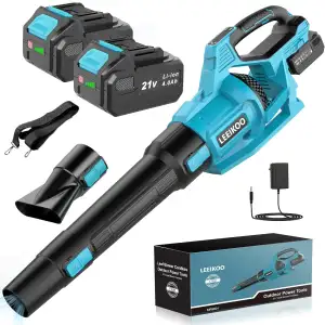 Laubbläser Akku, 21V Laubbläser mit 2 Akkus 4,0Ah mit 3 Geschwindigkeitsstufen, 