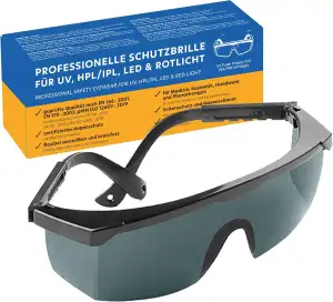 UV Pulse Protect 700 PSA/PPE – UV Schutzbrille auch für Schutz vor Rotlicht & IPL Haarentfernung I zertifizierter Augenschutz nach DIN 166, DIN 170 & ISO 12609, Arbeitsbrille mit Seitenschutz & Bügeln