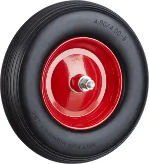 Relaxdays, schwarz Schubkarrenrad Vollgummi mit Achse, 4.80 4.00-8 Gummirad, pan