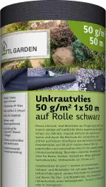 TTL GARDEN 50g/m² Unkrautvlies 50m² 1x50m Rolle - sehr wasserdurchlässig 50 x 1 m breit auf Rolle - Gartenvlies reißfest UV-stabil & atmungsaktiv - Garten Mulchvlies Vlies Folie gegen Unkraut schwarz