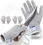 2 Paar Schnittsichere Handschuhe,Küchen Handschuhe Lebensmittelkontaktqualität,Level 5 Schnittsch...