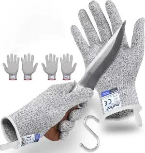 2 Paar Schnittsichere Handschuhe,Küchen Handschuhe Lebensmittelkontaktqualität,L