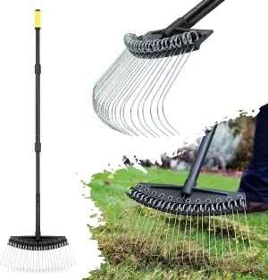 Colwelt Vertikutierrechen, Rechen mit dünnen, gebogenen Federstahlzinken, Vertik