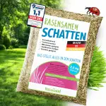 Schattenrasen Samen 2,5kg – für 100m² hochwertige Rasensamen & Grassamen schnellkeimend Frühjahr für Rasen Nachsaat & dichte Rasensaat | SEHR GUT getestet inkl. Anleitung