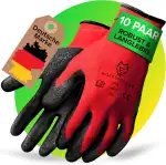 10 Paar robuste & komfortable Handschuhe Arbeitshandschuhe Herren Gr 10 - Arbeitshandschuhe Damen - Gartenhandschuhe Herren - Mechaniker Handschuhe mit Latex Beschichtung.
