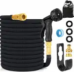 Latex-Expander-Gartenschlauch | Flexibler Wasser-Gartenschlauch mit 3/4" & 1/2" Metall-Anschlüssen | Knickfrei & Leicht | 10-Funktionen Spritzdüse für Gartenbewässerung, Autowäsche (75FT)