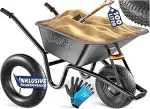 MASKO® Schubkarre Bauschubkarre Gartenschubkarre 100 Liter 250kg Luftreifen mit Stahlfelge + Ersa...