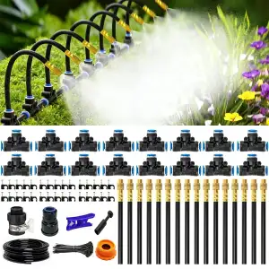 Bewässerungssystem Garten bewässerung 15M Gartenbewässerungssysteme Tropfbewässerungssystem gewächshaus, 360°Flexibles Bewässerungsschlauch mit 15 Brassirrigation Sprühdüse für Rasen, Terrasse, Garten