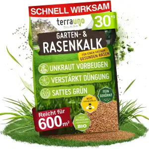TerraUno Rasenkalk Frühjahr & Herbst, bei Moos und Unkraut im Rasen, verstärkt d