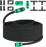 Tropfschlauch Set, Garten Tropfschläuche, Perlschlauch für Tropfbewässerung, Gummischlauch Wassersparen, Bewässerungsschlauch mit Löchern für Gemüsebeet, Gartenbeete, Rasen, Bäume