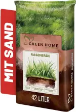 Green Home Rasenerde 42 Liter Sack – Spezialerde zur Rasen-Neuanlage, Nachsaat und Regeneration, mit Startdünger und Sand. Gebrauchsfertige, feinkrümelige Erde für Rasenflächen und Kahlstellen
