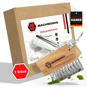 3X Fugenbürste Unkraut [GRATIS MONTAGESCHRAUBEN] für ⌀24mm Holzstile mit Fugenkr