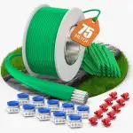 75m Universal Begrenzungskabel Mähroboter mit 50 Erdspieße + 10 Kabelverbinder + 10 Anschlussklemmen, Rasenroboter Zubehör Set mit Begrenzungsdraht, Kompatibel mit Gardena/Bosch/Worx