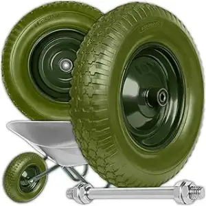 Schubkarrenrad PU-Schaum 4.80/4.00-8 bis 180 kg mit Achse, Pannensicher, Wartung