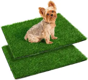 2 Stück Hundetoiletten mit Kunstrasen – hochdurchlässige Hundeklo Gras-Pads und 