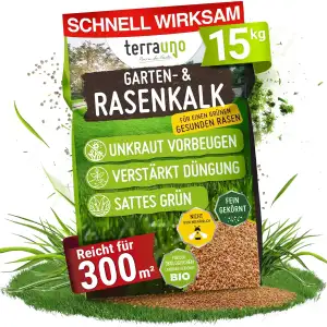 TerraUno Rasenkalk Frühjahr & Herbst, bei Moos und Unkraut im Rasen, verstärkt d