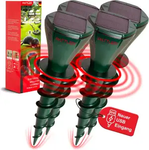 Maulwurf Vertreiber 4er Set - Effektiv Maulwurf vertreiben auf ca. 800m² - Flexi