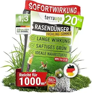 TerraUno Rasendünger Frühjahr/Sommer I Sofortwirkung für saftiges grün I 20 kg f