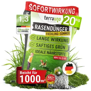 TerraUno Rasendünger Frühjahr/Sommer I Sofortwirkung für saftiges grün I 20 kg f