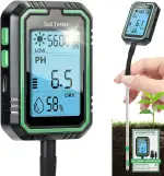 Rhein-B® Feuchtigkeitsmessgerät Pflanzen, 4-in-1 Digital Plant bodenmessgerät with ph messgerät Erde/Temperature/Feuchtigkeit/Licht für Gartenarbeit, Farm, Rasen, Landwirtschaft und Outdoor-Pflanzen